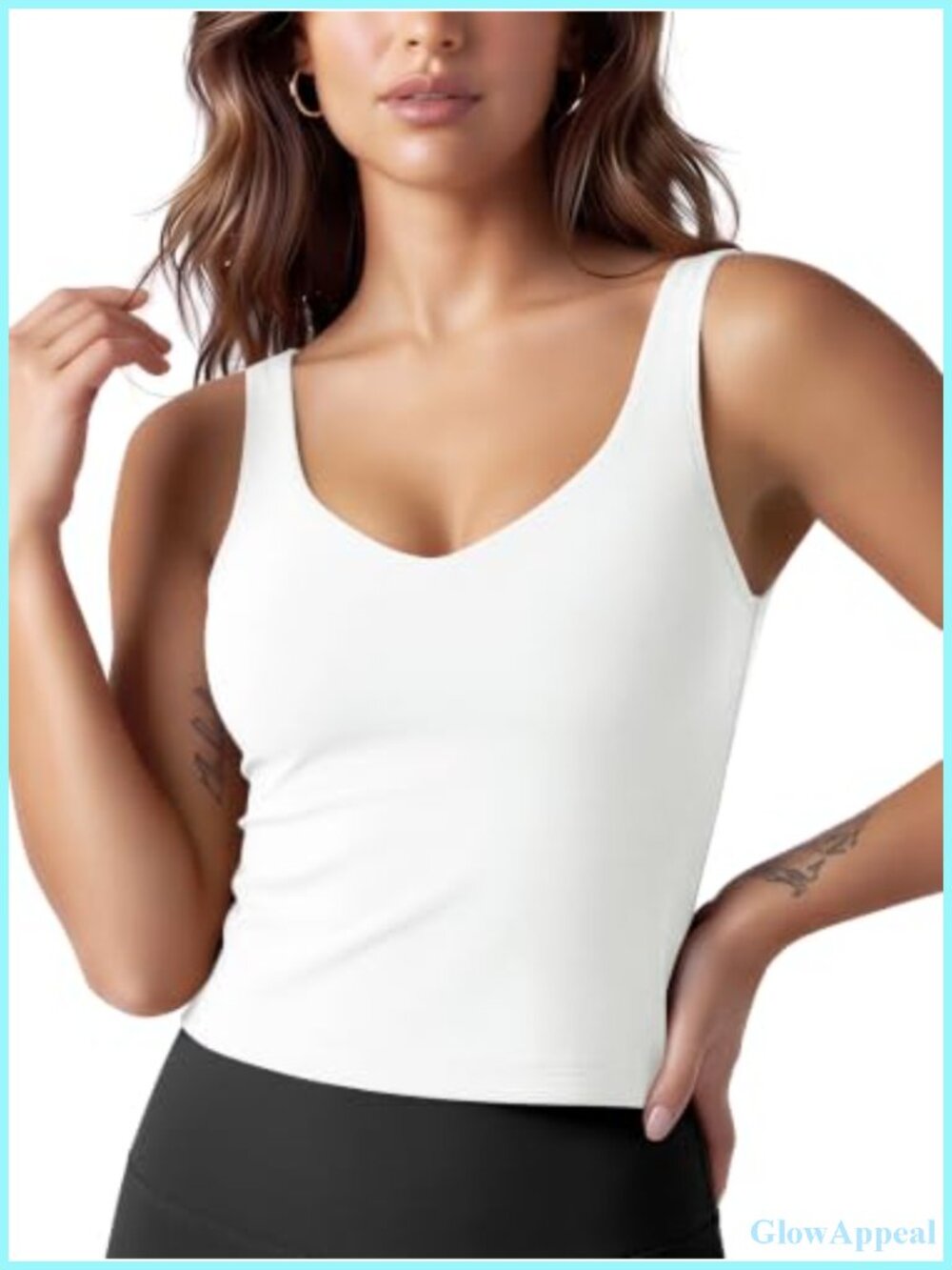 Women's Tank Top with Built in Bra Buttery Soft U Back Light Support Yoga